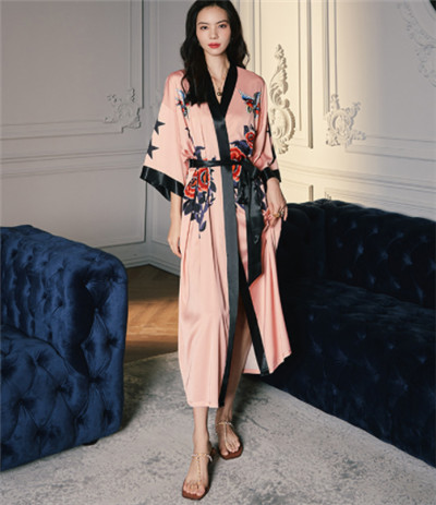 Fashion floral stain long robes wholesale good factory price (3)
