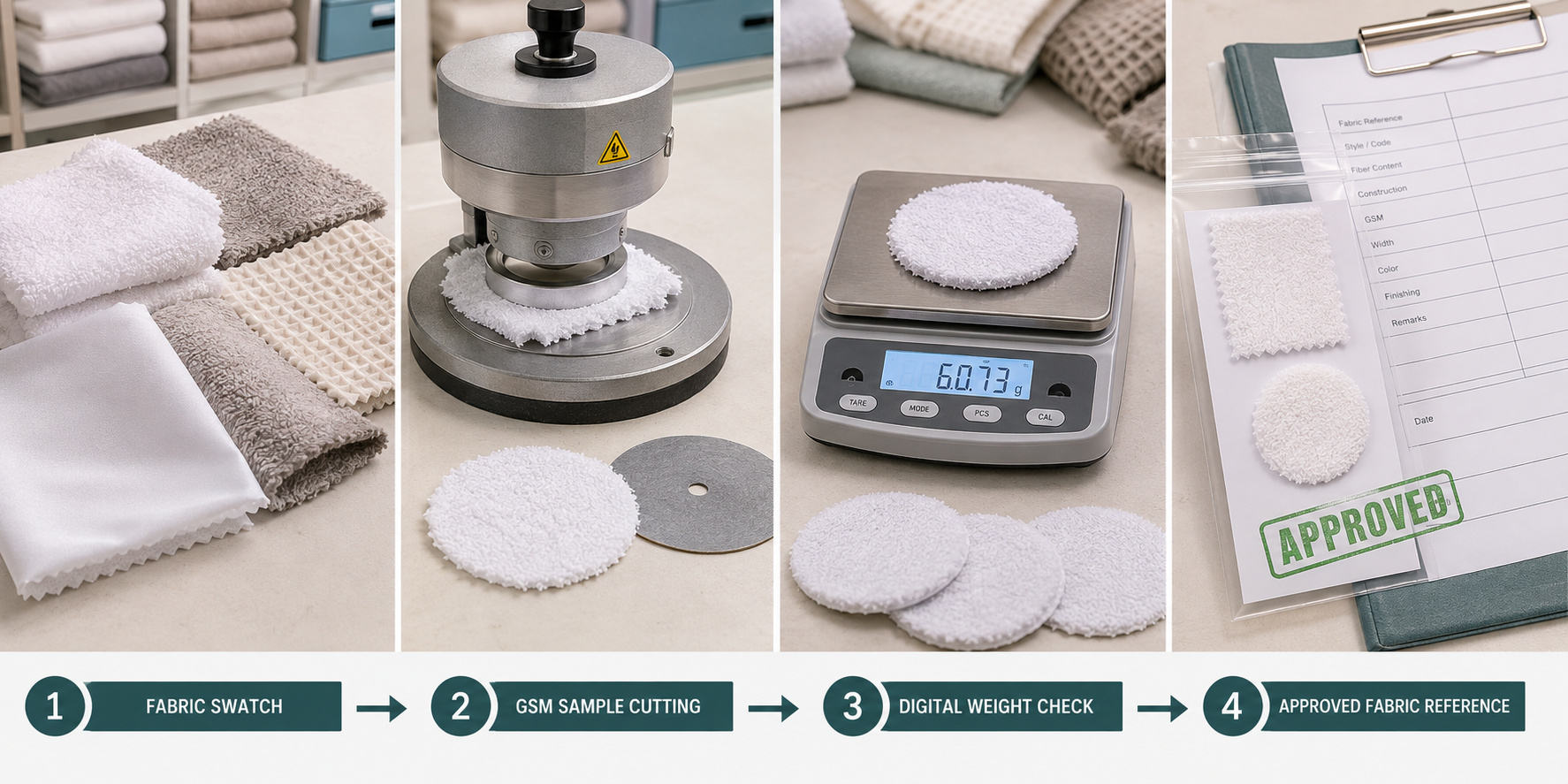 Bathrobe fabric GSM testing and approval process
