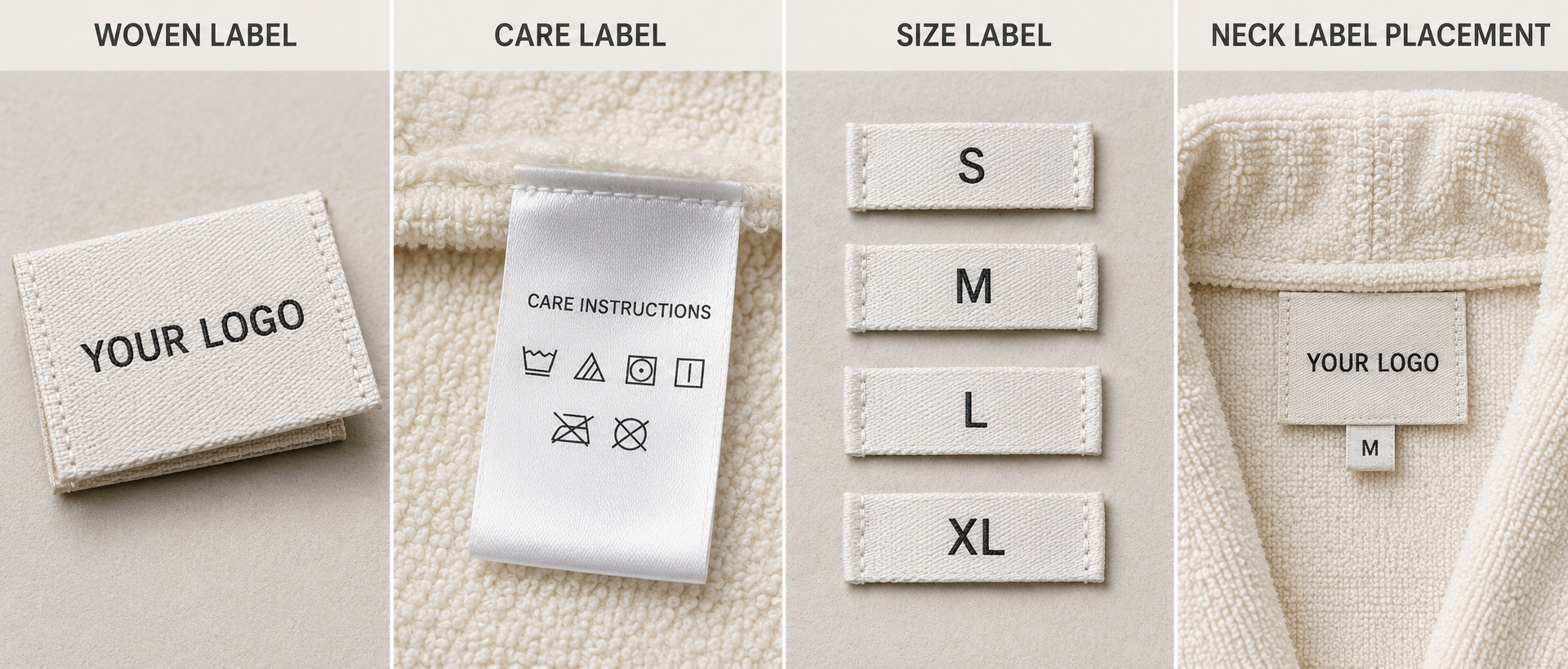 Bathrobe woven, care and size label development