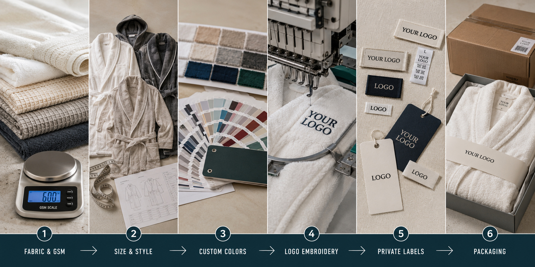 Custom OEM bathrobe development from fabric selection to packaging
