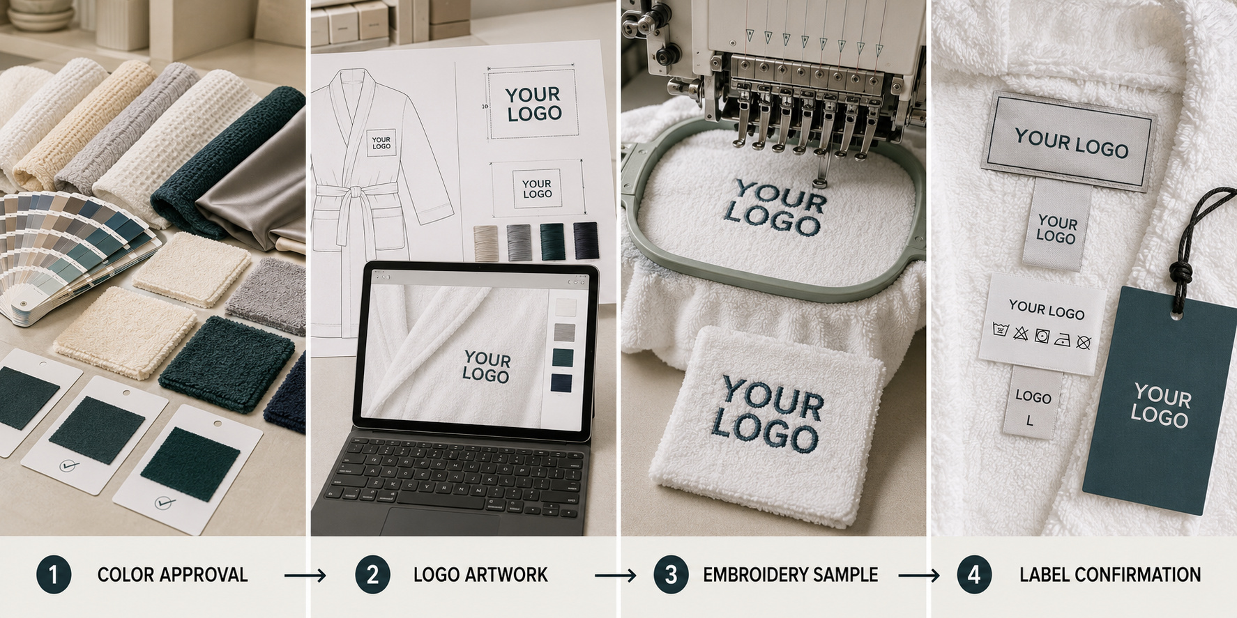 Custom bathrobe branding and embroidery approval process