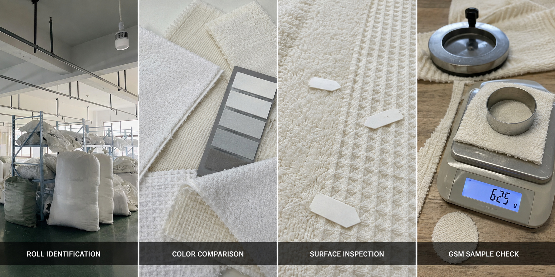 Incoming bathrobe fabric inspection and GSM check