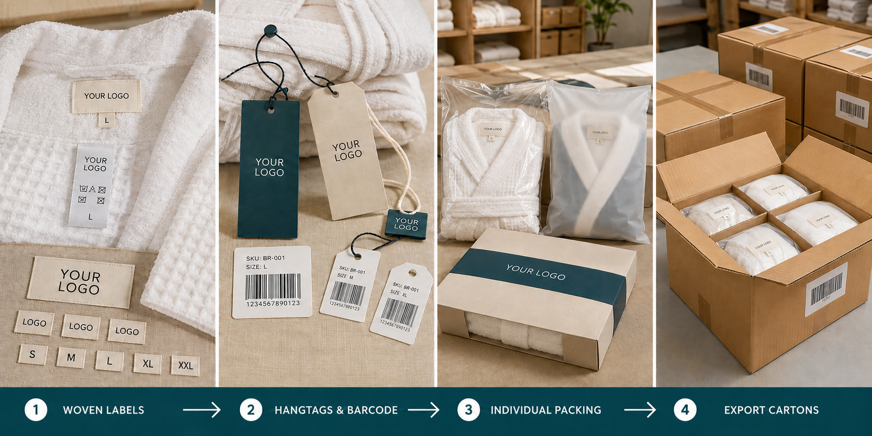 Private label bathrobe packaging and export process
